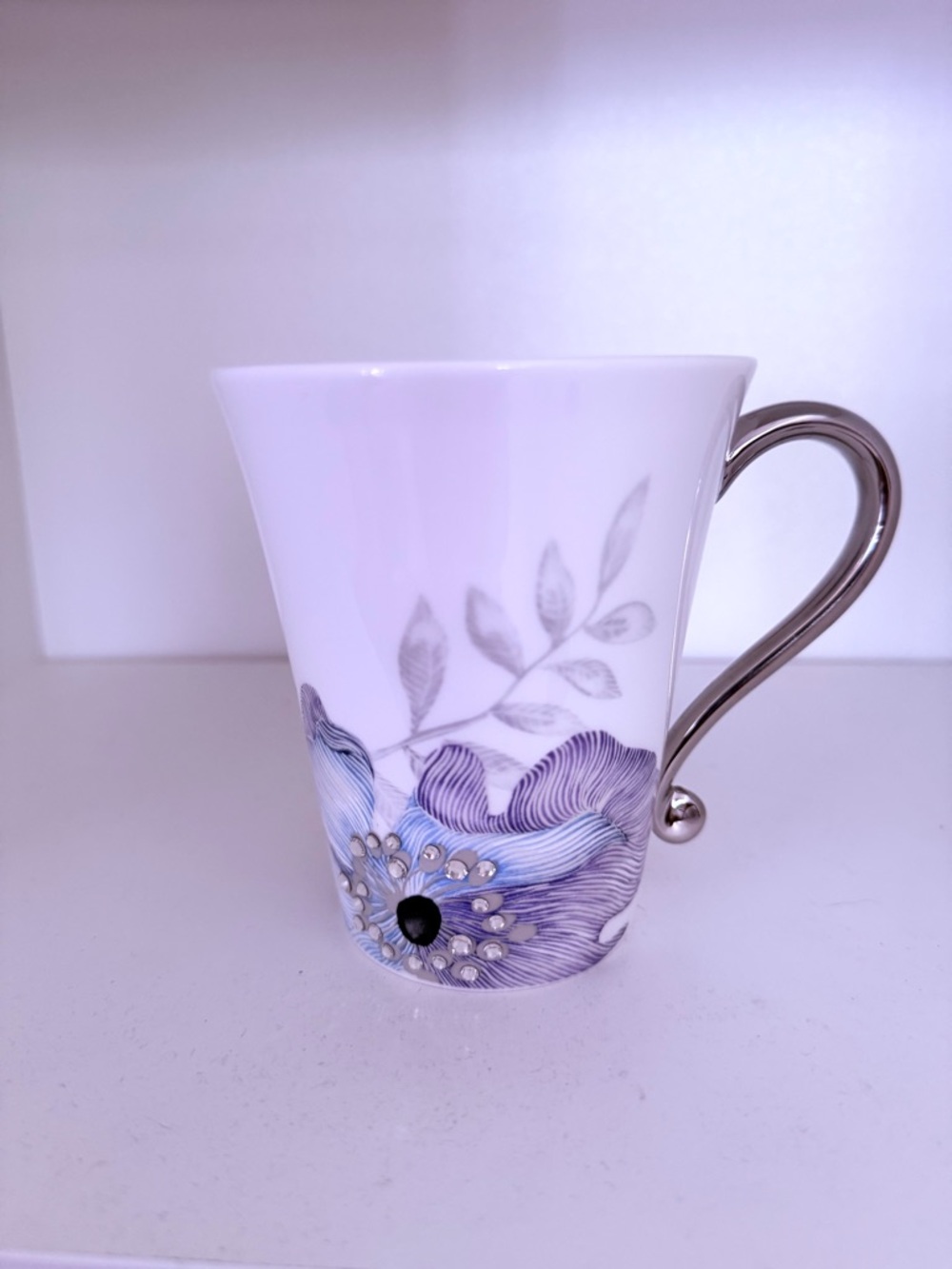 Prouna Corsage Purple Mug - Bone China featuring Swarovski Crystals.